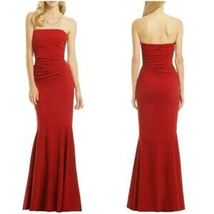 Badgley Mischka Red Beauty in a Bottle Formal Strapless Gown $725